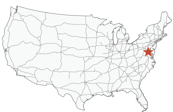 Map of the United States highlighting Alexandria, Virginia