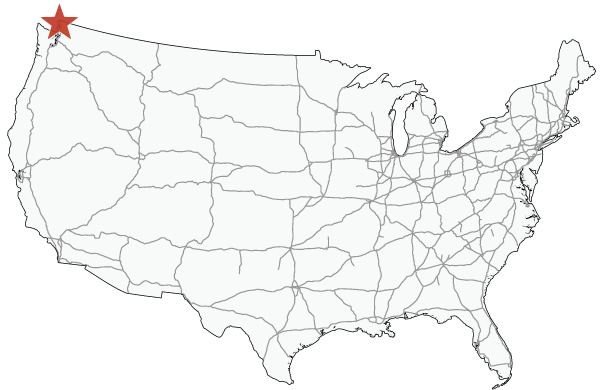 Map of the United States highlighting Blaine, Washington