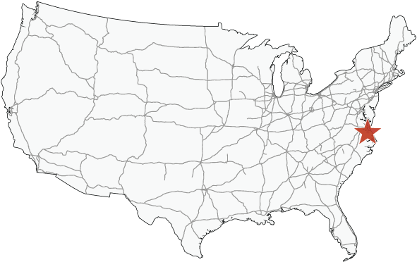 Map of the United States highlighting Chesapeake, Virginia