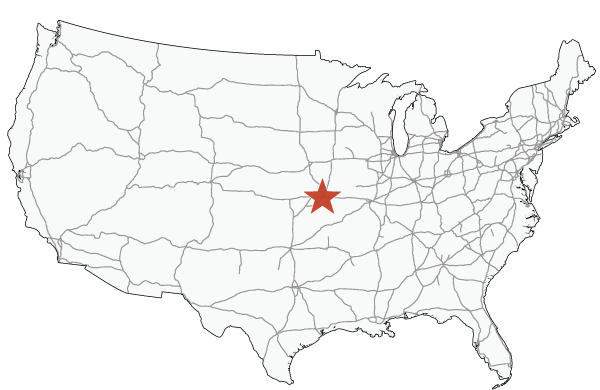 Map of the United States highlighting Kansas City, Kansas