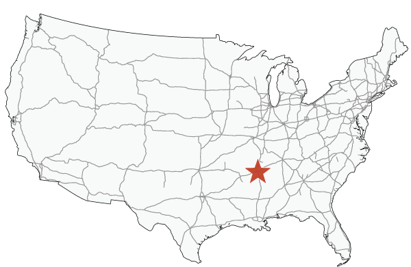 Map of the United States highlighting Mississippi Township, Arkansas