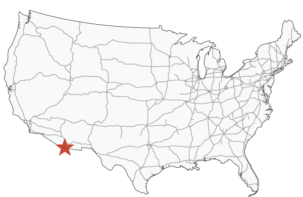 Map of the United States highlighting Nogales, Arizona