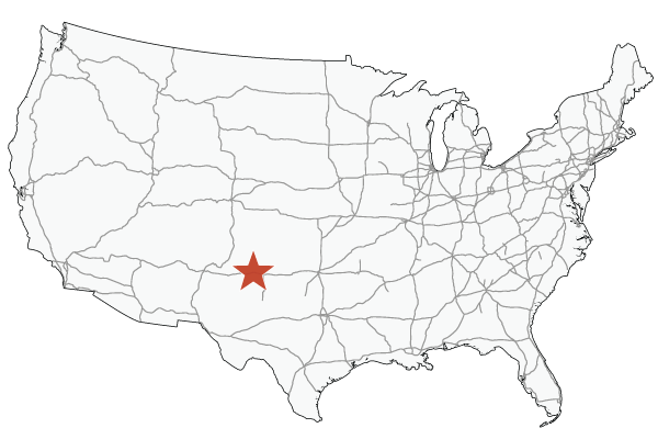 Map of the United States highlighting Oldham County, Texas